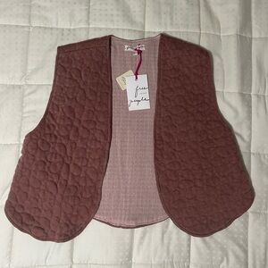 Free People Quilted Dusty Rose Open-Front Vest